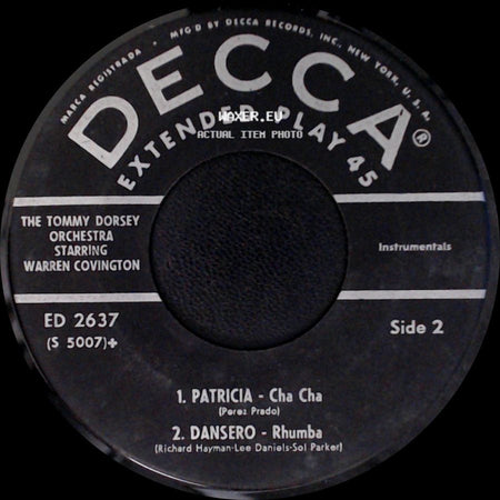 The Tommy Dorsey Orchestra Starring Warren Covington - Tea For Two Cha Cha / Cha Cha Cha For Gia / Unknown Title B side B