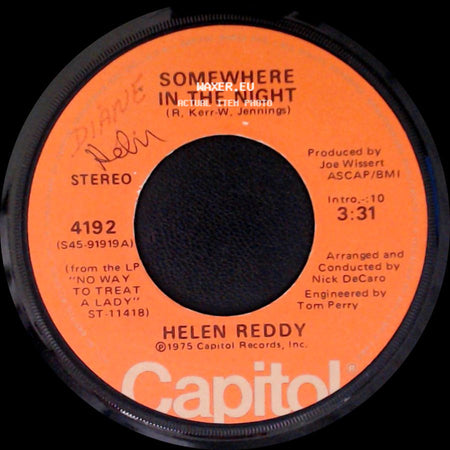 Helen Reddy - Ten To Eight / Somewhere In The Night side B