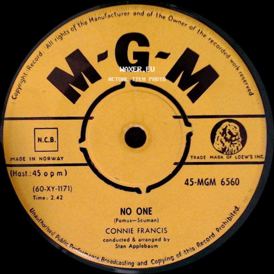 Connie Francis - No One / Where The Boys Are side A