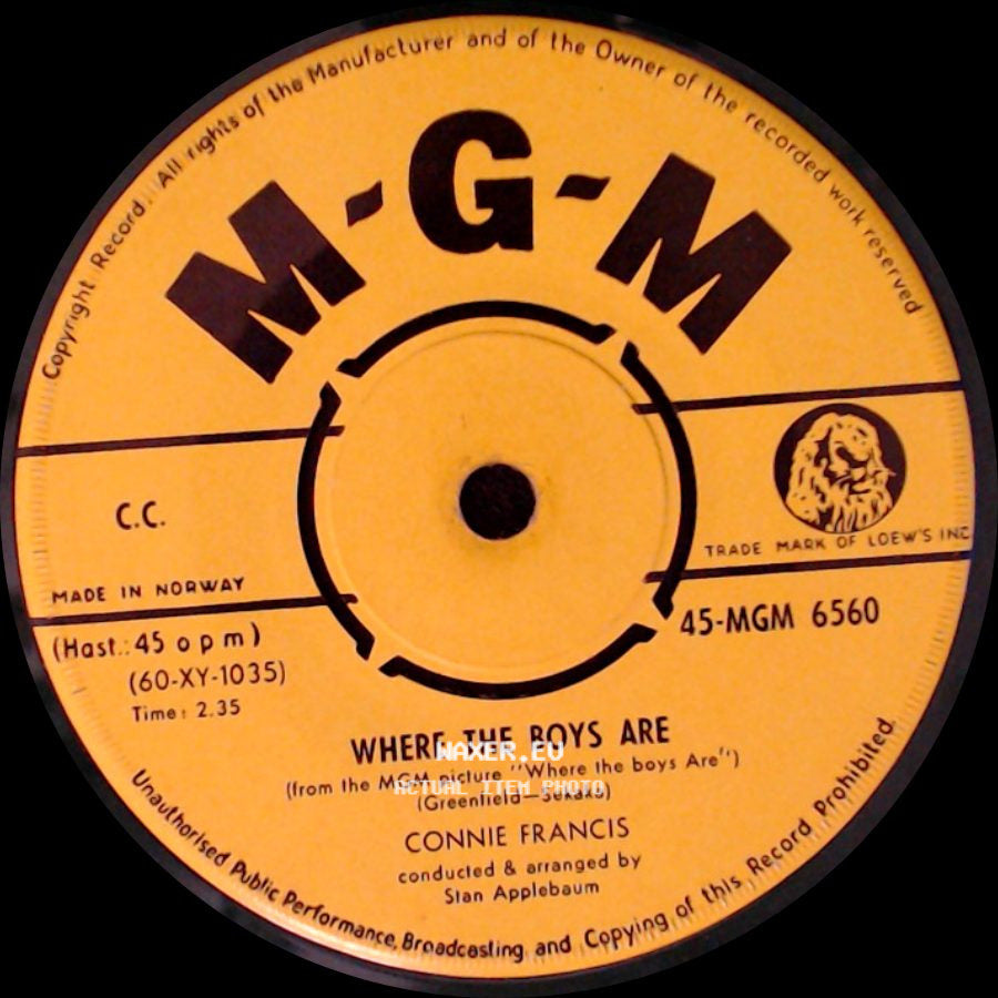 Connie Francis - No One / Where The Boys Are side B