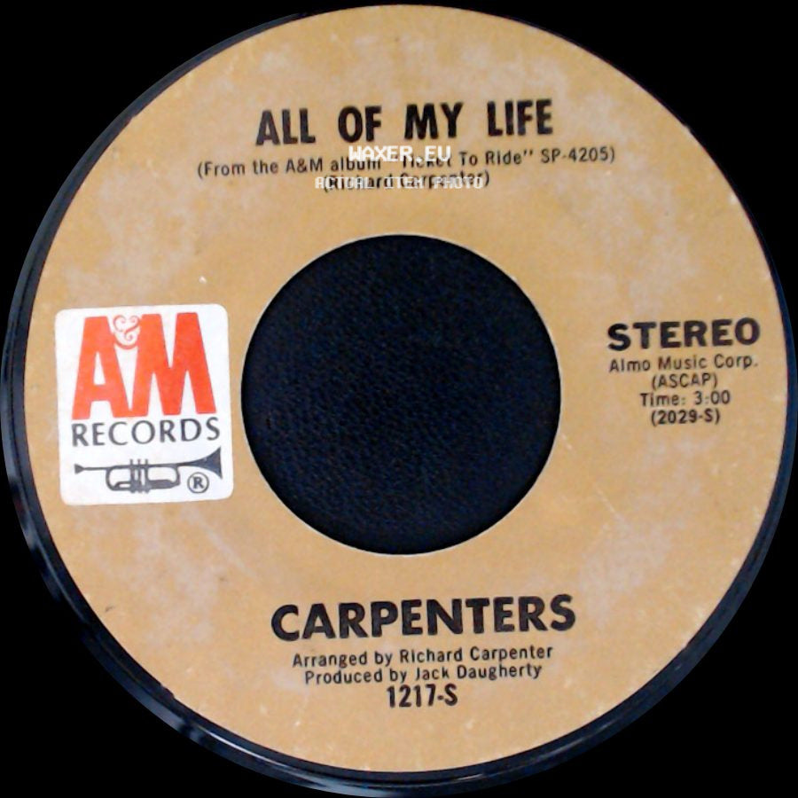 Carpenters - We've Only Just Begun / All Of My Life side B