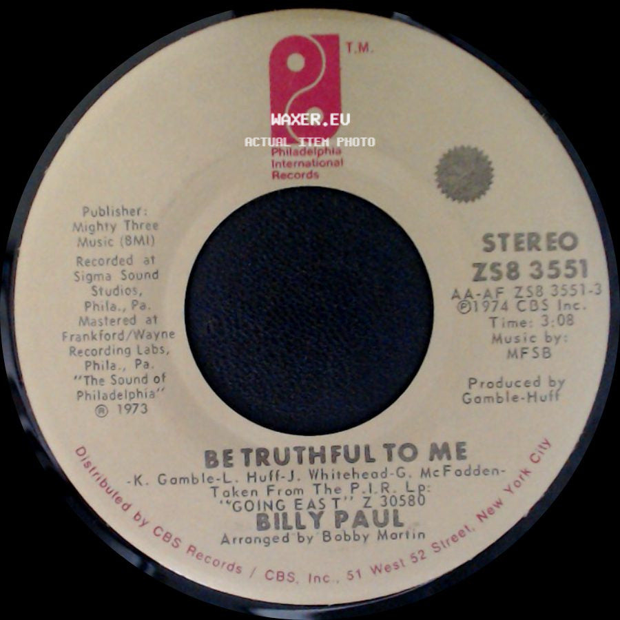 Billy Paul - I Wish It Were Yesterday / Be Truthful To Me side B