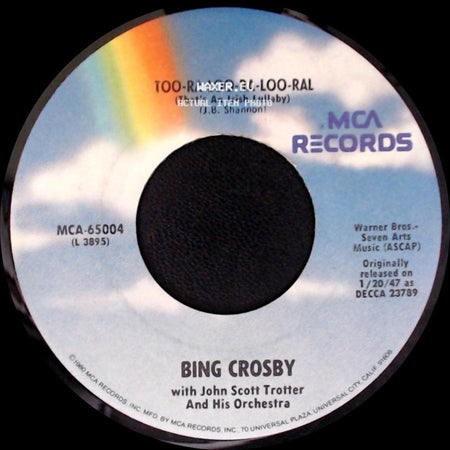 Bing Crosby With John Scott Trotter And His Orchestra / Bing Crosby - I'll Take You Home Again, Kathleen / Too-Ra-Loo-Ra-Loo-Ral (That's An Irish Lullaby) side B