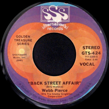 Webb Pierce - Back Street Affair / That's Me Without You side A
