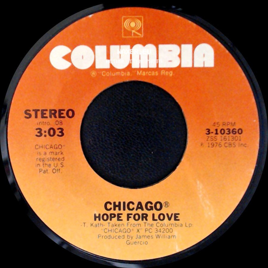 Chicago - Another Rainy Day In New York City / Hope For Love side B