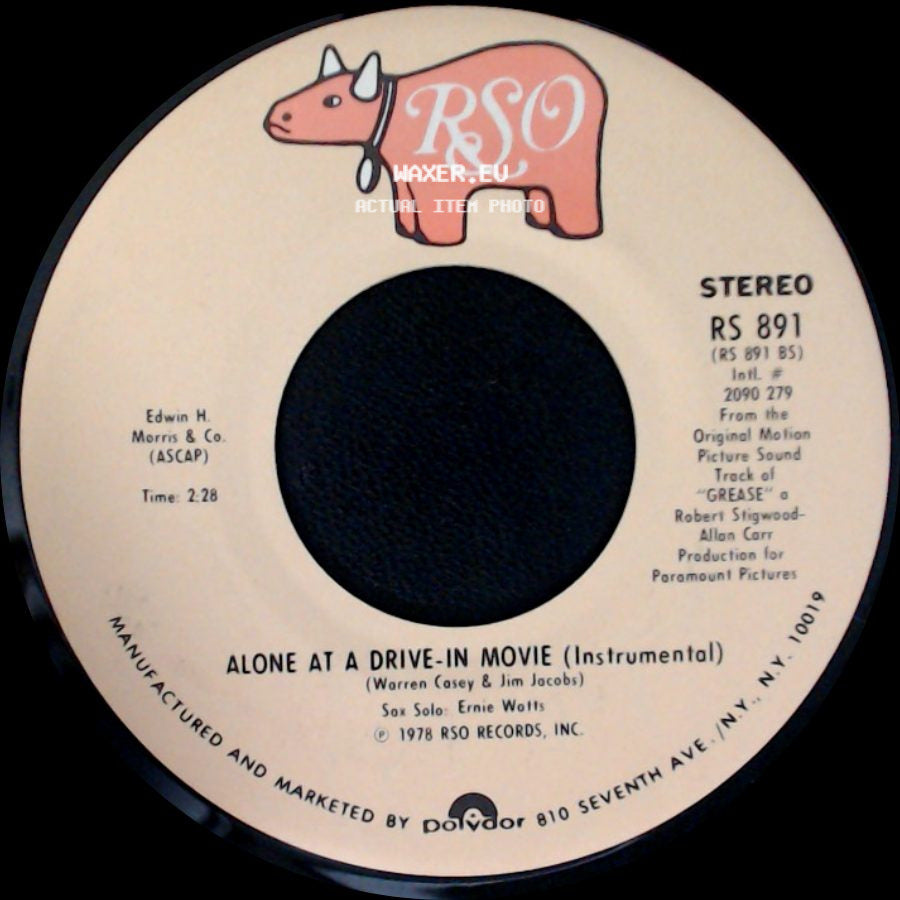 John Travolta And Olivia Newton-John - Alone At A Drive-In Movie (Instrumental) / You're The One That I Want side A