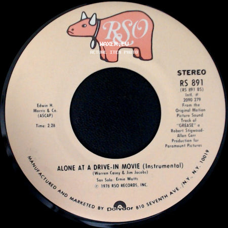 John Travolta And Olivia Newton-John - Alone At A Drive-In Movie (Instrumental) / You're The One That I Want side A