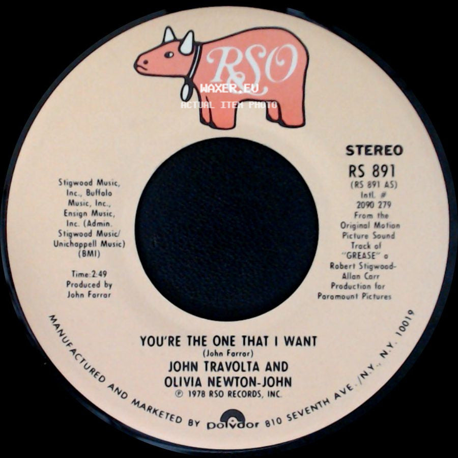 John Travolta And Olivia Newton-John - Alone At A Drive-In Movie (Instrumental) / You're The One That I Want side B