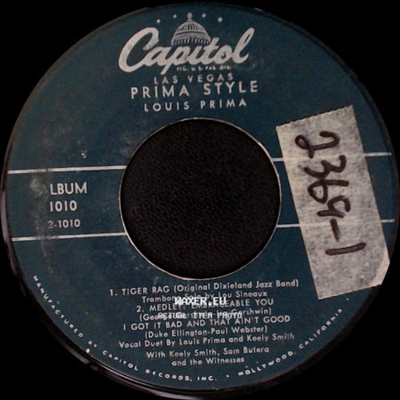 Louis Prima - Holiday For Strings / Greenback Dollar Bill / Prima Style side B