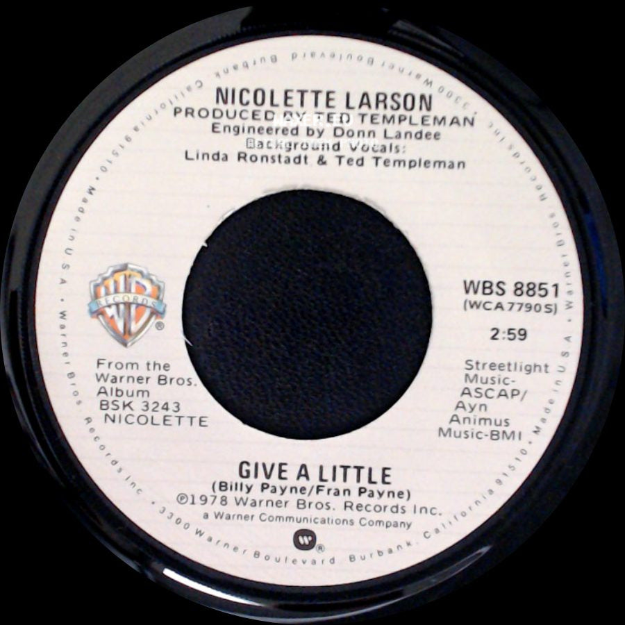 Nicolette Larson - Mexican Divorce / Give A Little side B