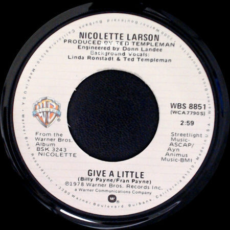 Nicolette Larson - Mexican Divorce / Give A Little side B