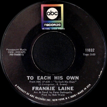 Frankie Laine - I'm Happy To Hear You're Sorry / To Each His Own side B