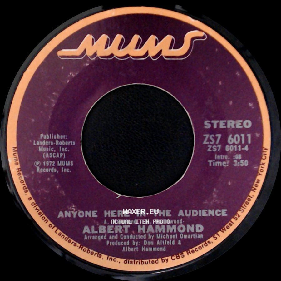 Albert Hammond - Anyone Here In The Audience / It Never Rains In Southern California side A
