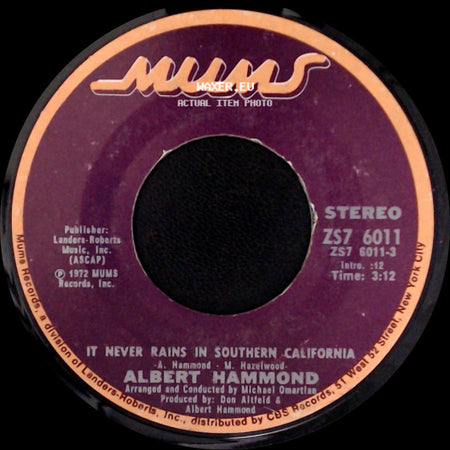 Albert Hammond - Anyone Here In The Audience / It Never Rains In Southern California side B