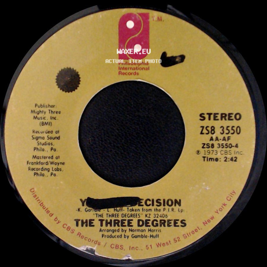 The Three Degrees - When Will I See You Again / You're The Decision side B