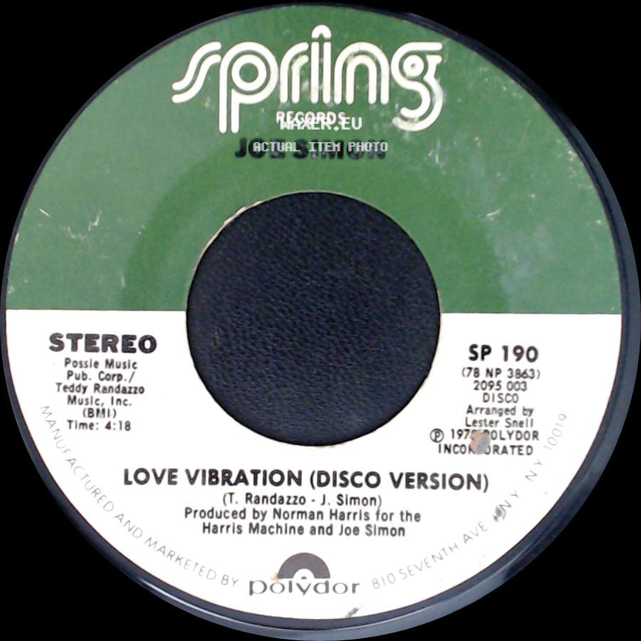 Joe Simon - Love Vibration / Love Vibration (Disco Version) side B