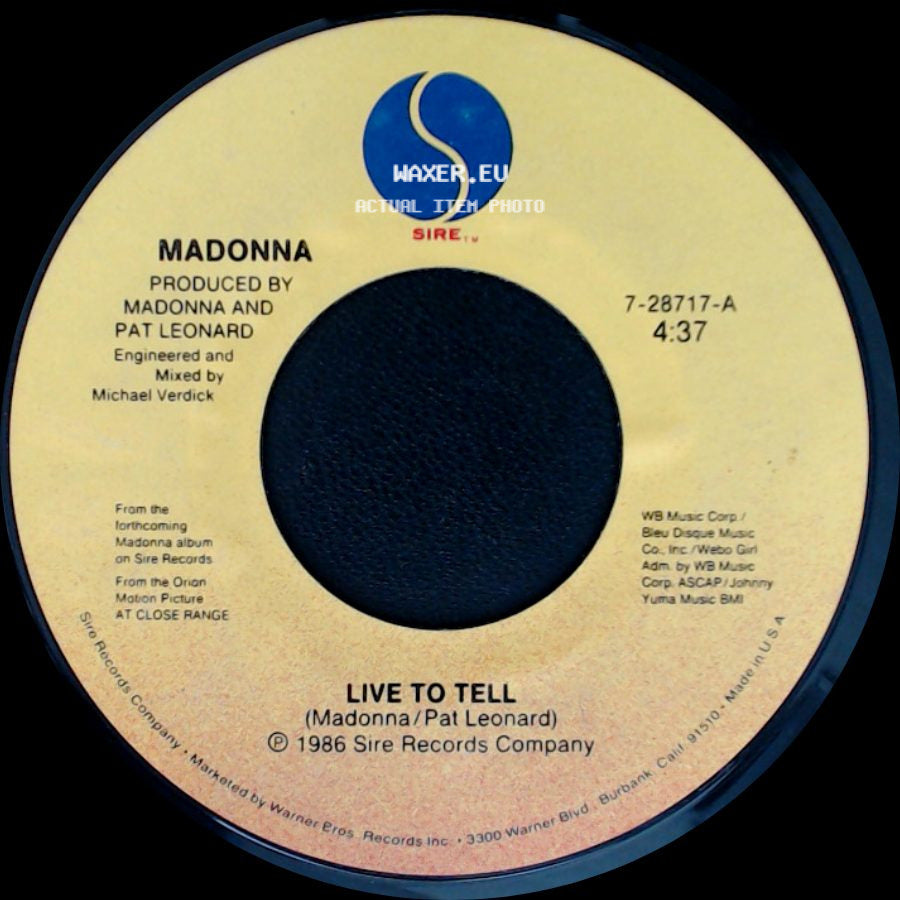 Madonna - Live To Tell / Live To Tell (Instrumental) side A
