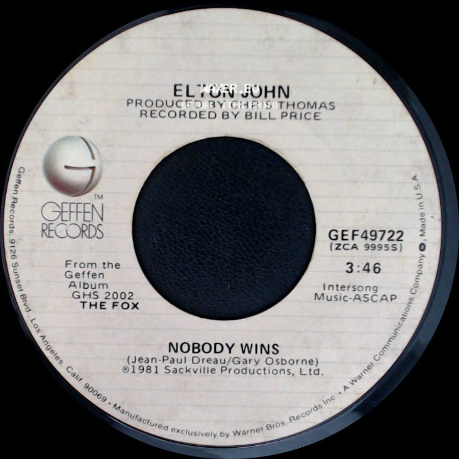 Elton John - Nobody Wins / Fools In Fashion side A
