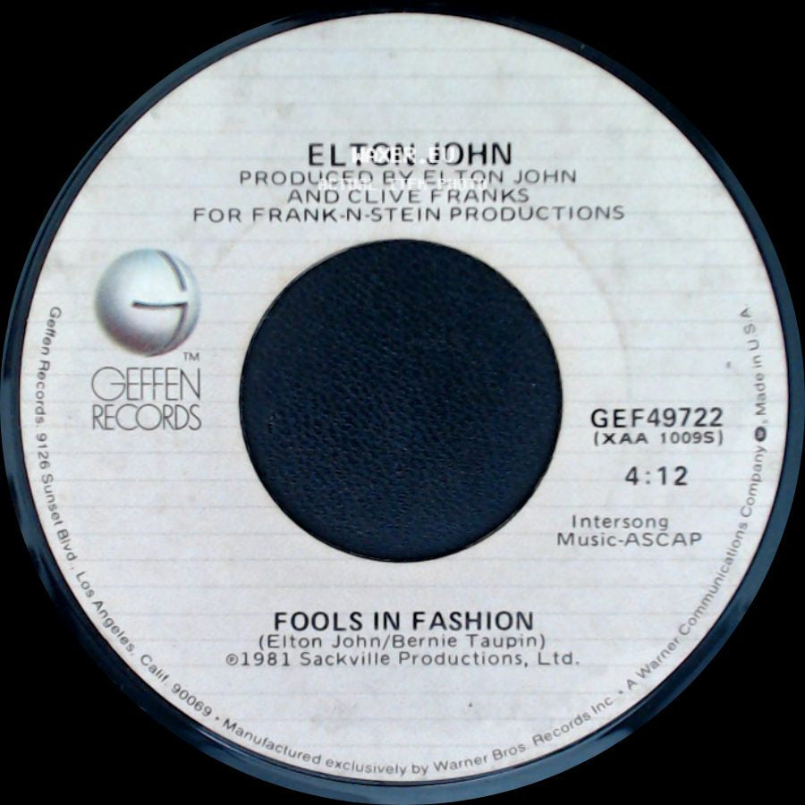 Elton John - Nobody Wins / Fools In Fashion side B