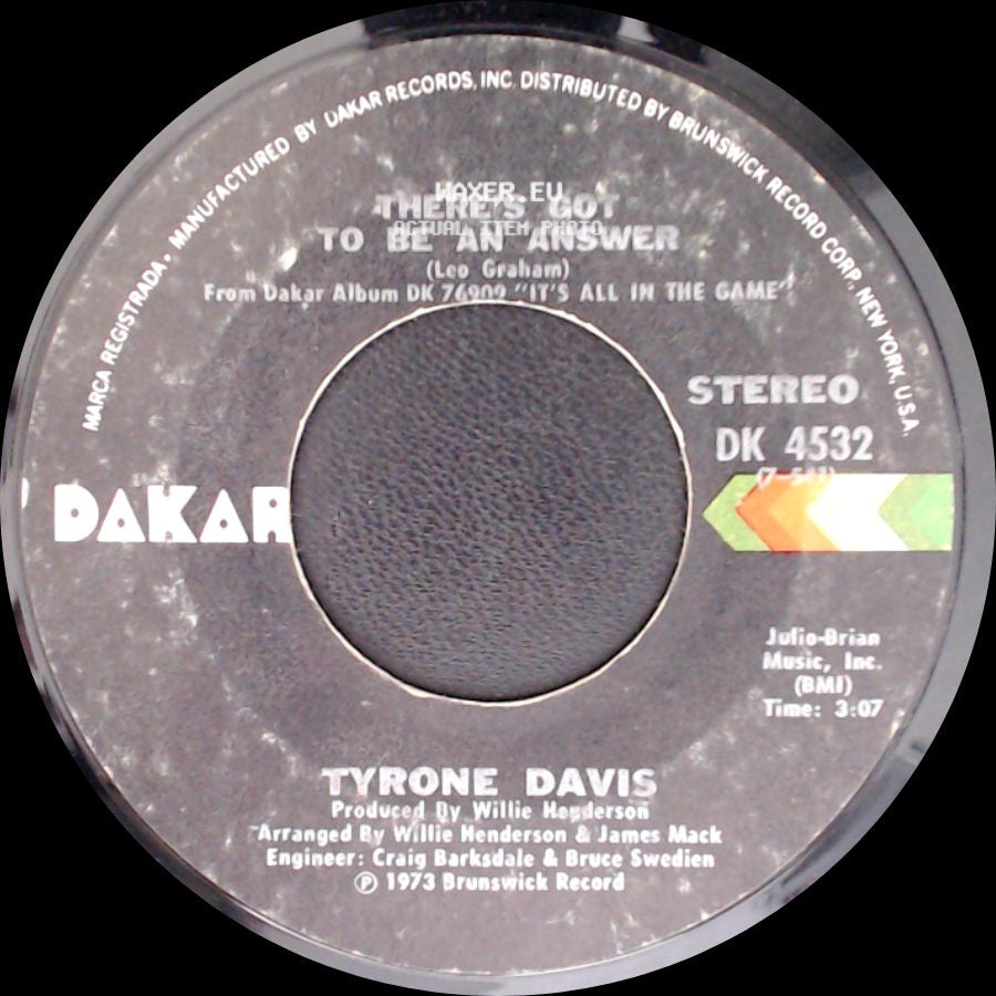Tyrone Davis - What Goes Up (Must Come Down) / There's Got To Be An Answer side B