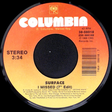 Surface - I Missed (7" Edit) / I Missed side A
