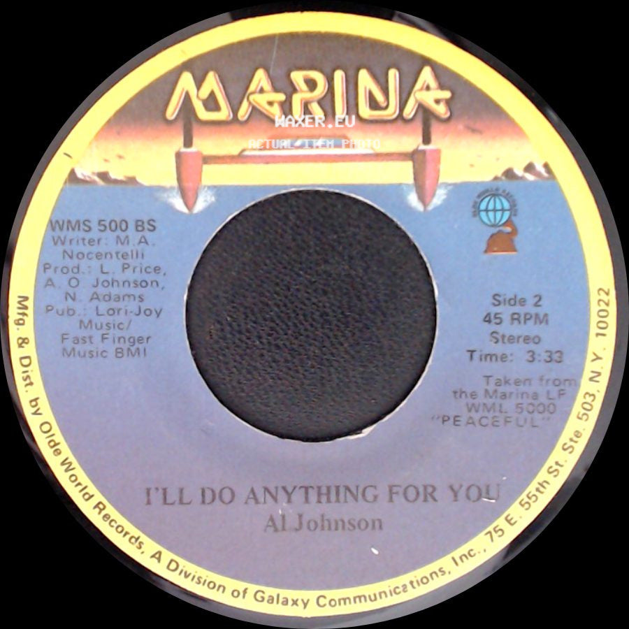 Al Johnson - It's Not Too Late / I'll Do Anything For You side B