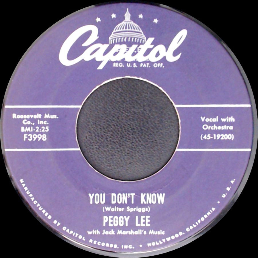 Peggy Lee - You Don't Know / Fever side A