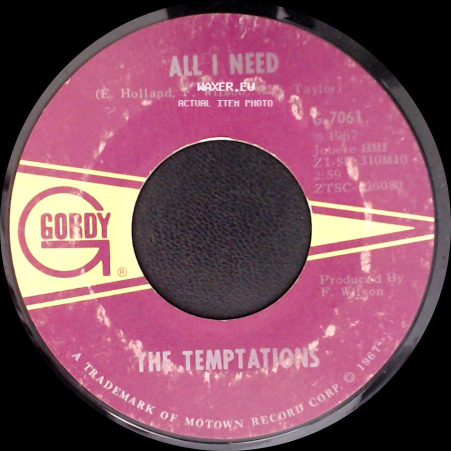 The Temptations - Sorry Is A Sorry Word / All I Need side B