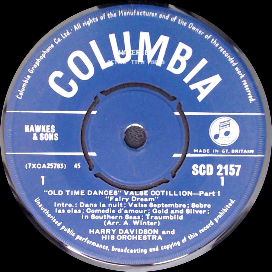 Harry Davidson And His Orchestra - "Old Time Dances" Valse Cotillion - Part 2 / "Old Time Dances" Valse Cotillon - Part 1 "Fairy Dream" side B