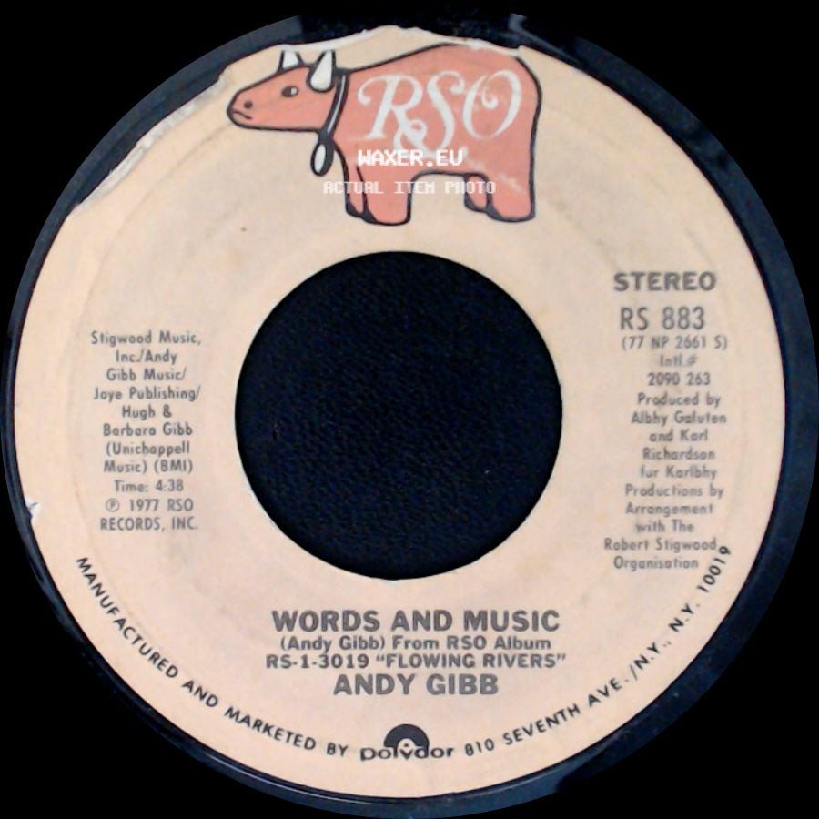 Andy Gibb - (Love Is) Thicker Than Water / Words And Music side B
