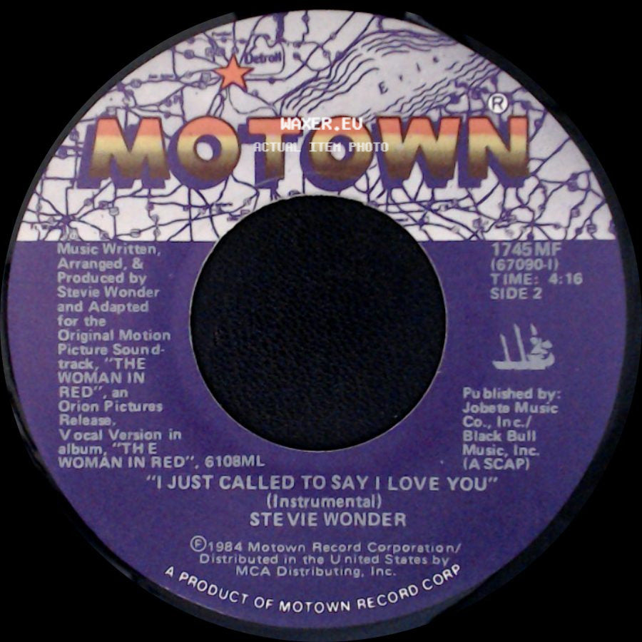 Stevie Wonder - I Just Called To Say I Love You / I Just Called To Say I Love You (Instrumental) side B