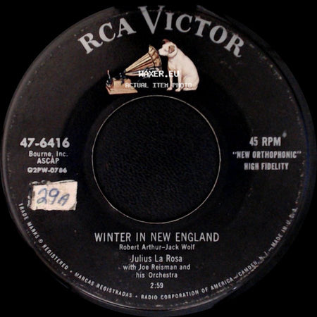 Julius La Rosa With Joe Reisman And His Orchestra - Winter In New England / Lipstick And Candy And Rubbersole Shoes side A