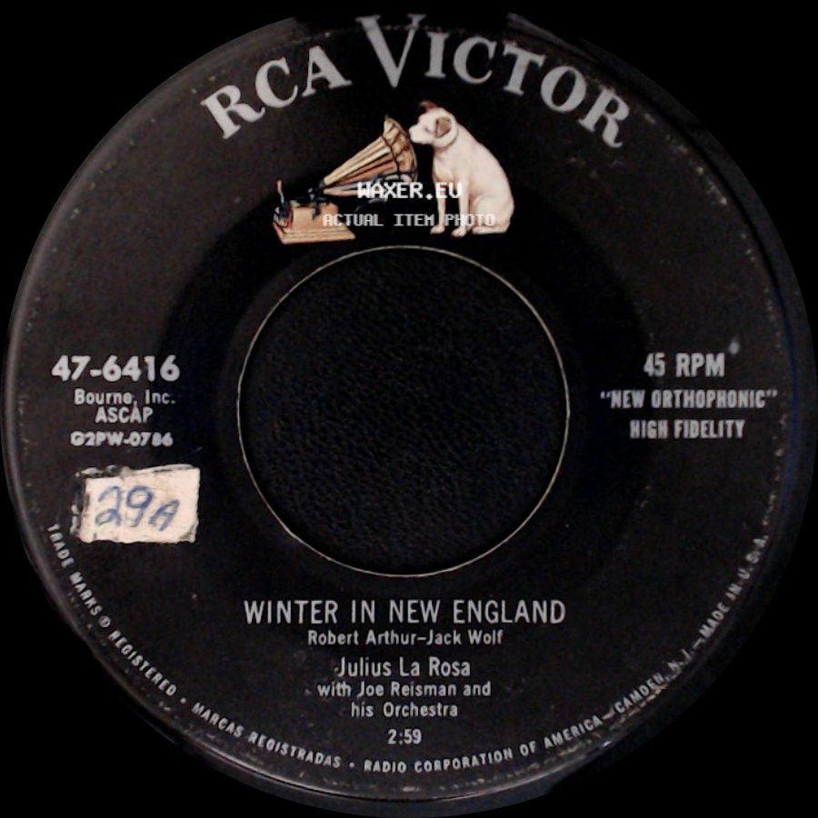 Julius La Rosa With Joe Reisman And His Orchestra - Winter In New England / Lipstick And Candy And Rubbersole Shoes side A