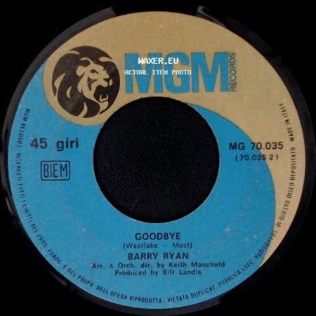 Barry Ryan - Goodbye / Eloise side A