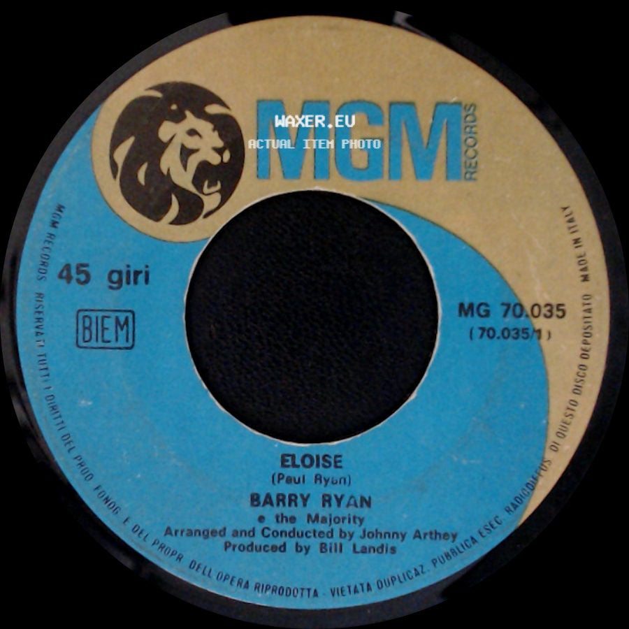 Barry Ryan - Goodbye / Eloise side B