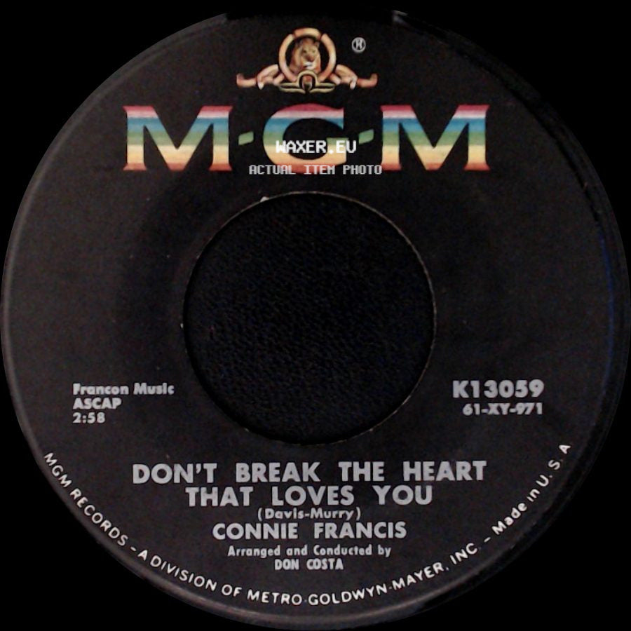 Connie Francis - Drop It Joe / Don't Break The Heart That Loves You side B