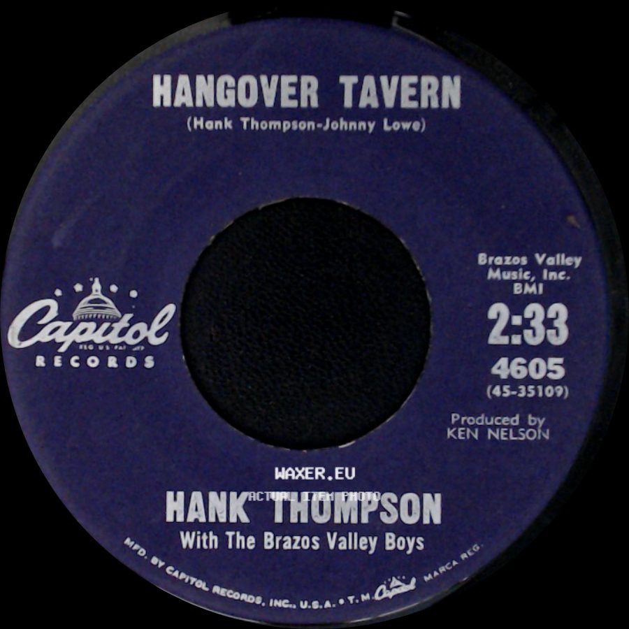 Hank Thompson With The Brazos Valley Boys - Give The World A Smile / Hangover Tavern side B