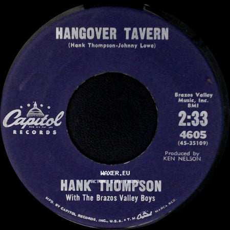 Hank Thompson With The Brazos Valley Boys - Give The World A Smile / Hangover Tavern side B