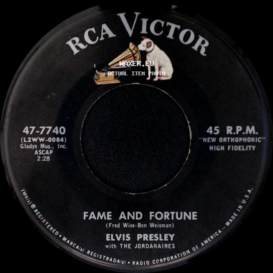 Elvis Presley / Elvis Presley With The Jordanaires - Stuck On You / Fame And Fortune side B