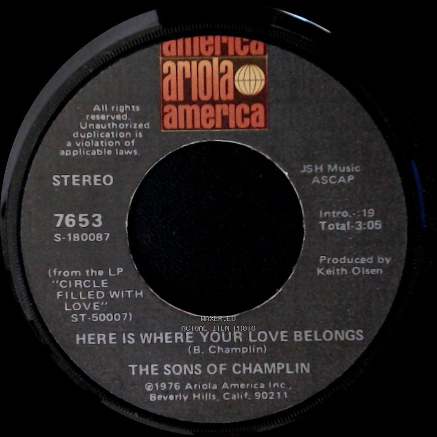 The Sons Of Champlin - Follow Your Heart / Here Is Where Your Love Belongs side B