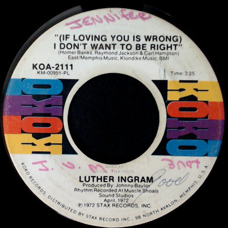Luther Ingram - Puttin' Game Down / (If Loving You Is Wrong) I Don't Want To Be Right side B