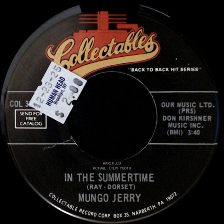 Mungo Jerry / Mr. Acker Bilk - In The Summertime / Stranger On The Shore side A
