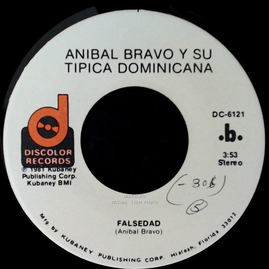 Anibal Bravo Y Su Tipica Dominicana - Falsedad / La Negra Pola side A