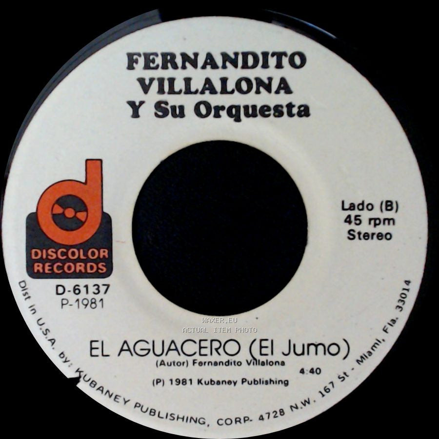 Fernandito Villalona Y Su Orquesta - Feliz Cumbe / El Aguacero (El Jumo) side B