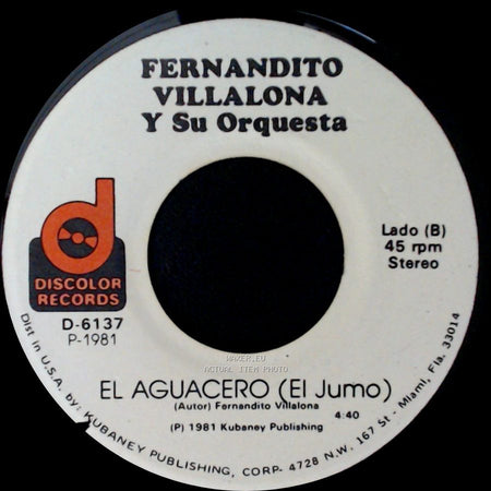 Fernandito Villalona Y Su Orquesta - Feliz Cumbe / El Aguacero (El Jumo) side B