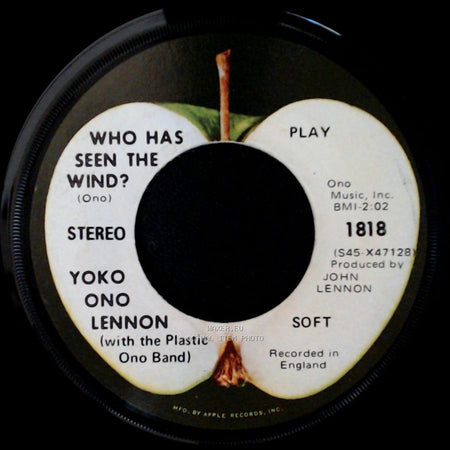 John Ono Lennon / Yoko Ono Lennon (With The Plastic Ono Band) - Instant Karma (We All Shine On) / Who Has Seen The Wind? side B