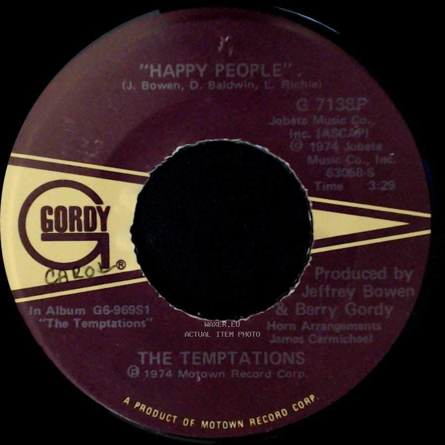 The Temptations / The Temptations Band - Happy People / Happy People (Instrumental) side A