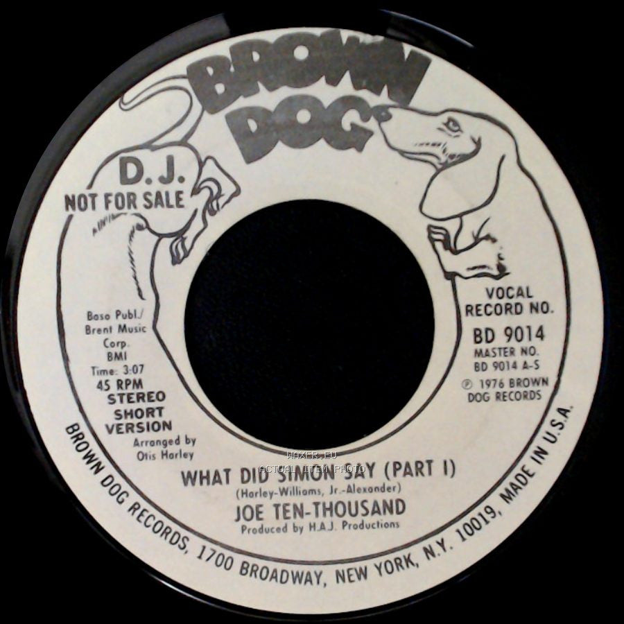 Joe Ten-Thousand - What Did Simon Say (Part I) / What Did Simon Say (Part Ii) side A