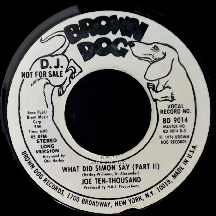 Joe Ten-Thousand - What Did Simon Say (Part I) / What Did Simon Say (Part Ii) side B