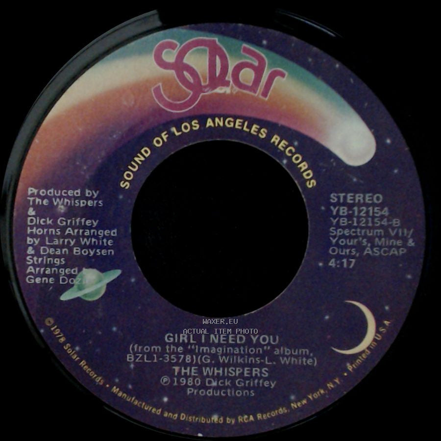 The Whispers - It's A Love Thing / Girl I Need You side B